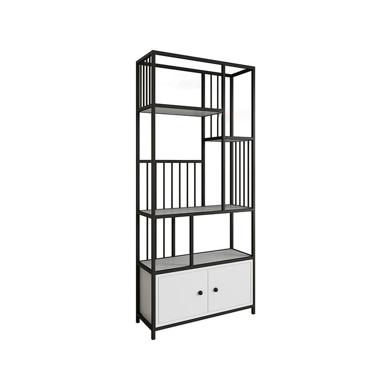 Modern Fioor Metal Shelf Bookcase Vertical Open Book Shelf with Cabinets