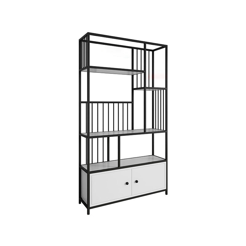 Modern Fioor Metal Shelf Bookcase Vertical Open Book Shelf with Cabinets