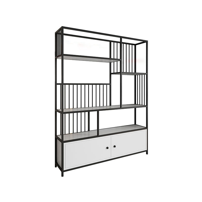 Modern Fioor Metal Shelf Bookcase Vertical Open Book Shelf with Cabinets