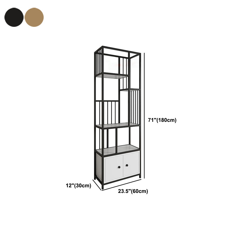 Modern Fioor Metal Shelf Bookcase Vertical Open Book Shelf with Cabinets