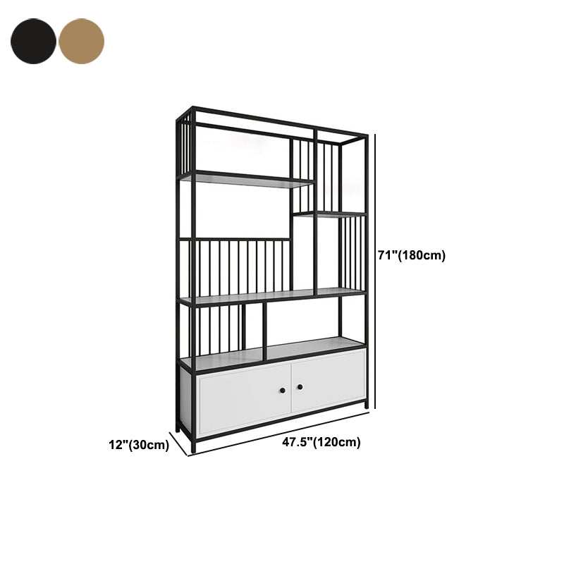 Modern Fioor Metal Shelf Bookcase Vertical Open Book Shelf with Cabinets