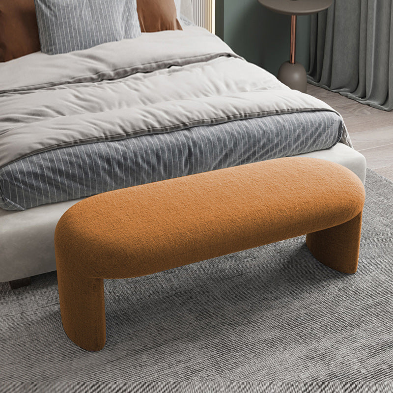 Modern Foam Bench with Legs Rectangle Solid Color Wool Bench