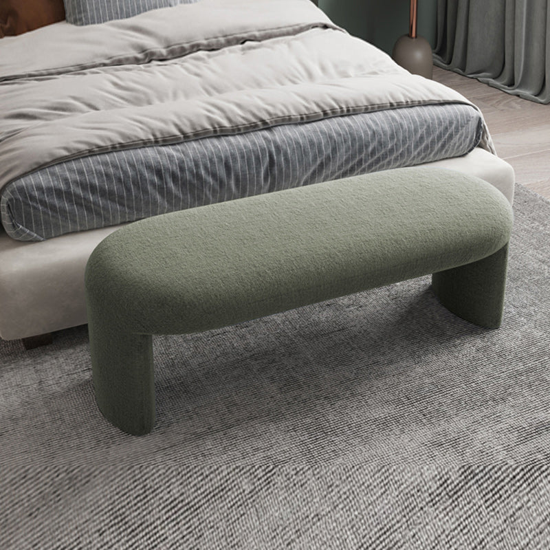 Modern Foam Bench with Legs Rectangle Solid Color Wool Bench