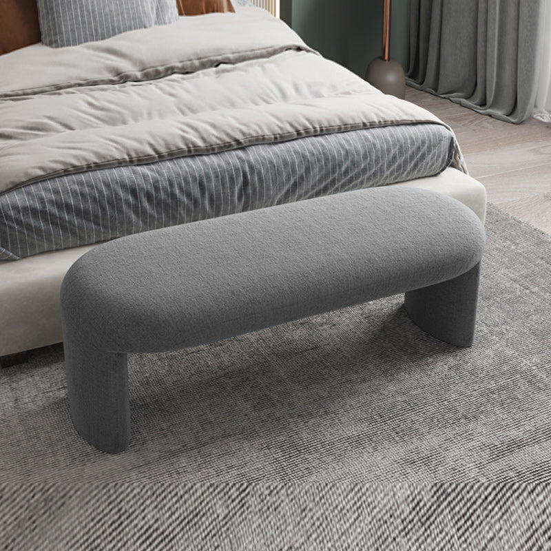 Modern Foam Bench with Legs Rectangle Solid Color Wool Bench