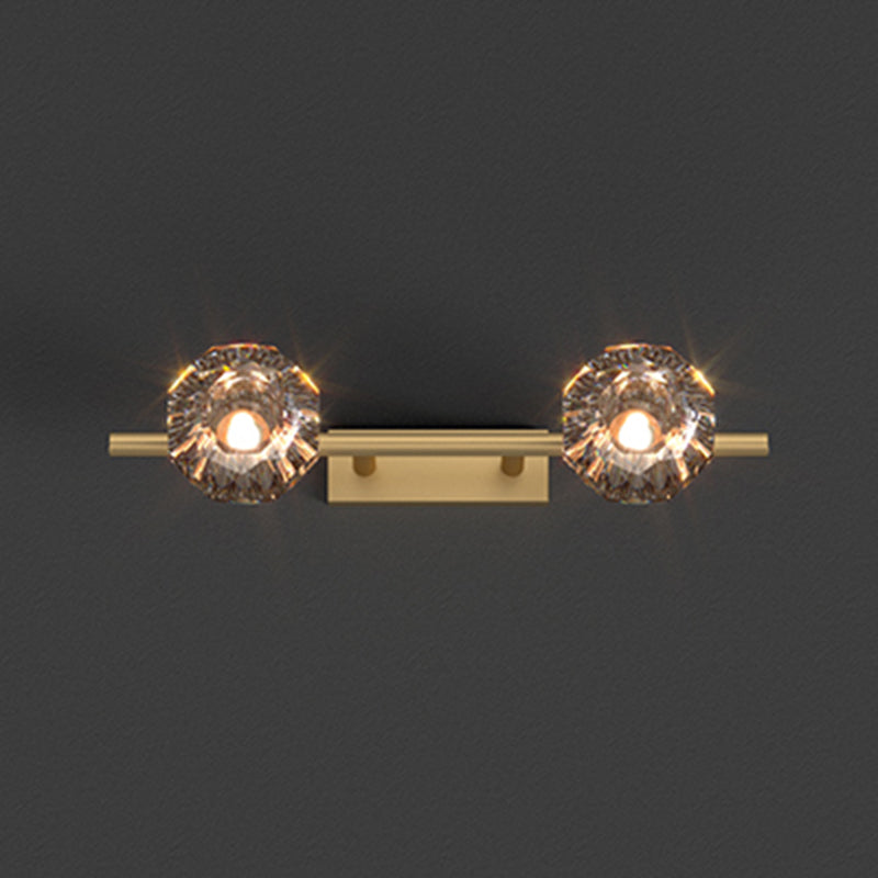 Crystal Geometric Wall Sconce Modern Multi Lights Mirror Wall Mount Light Fixture in Gold