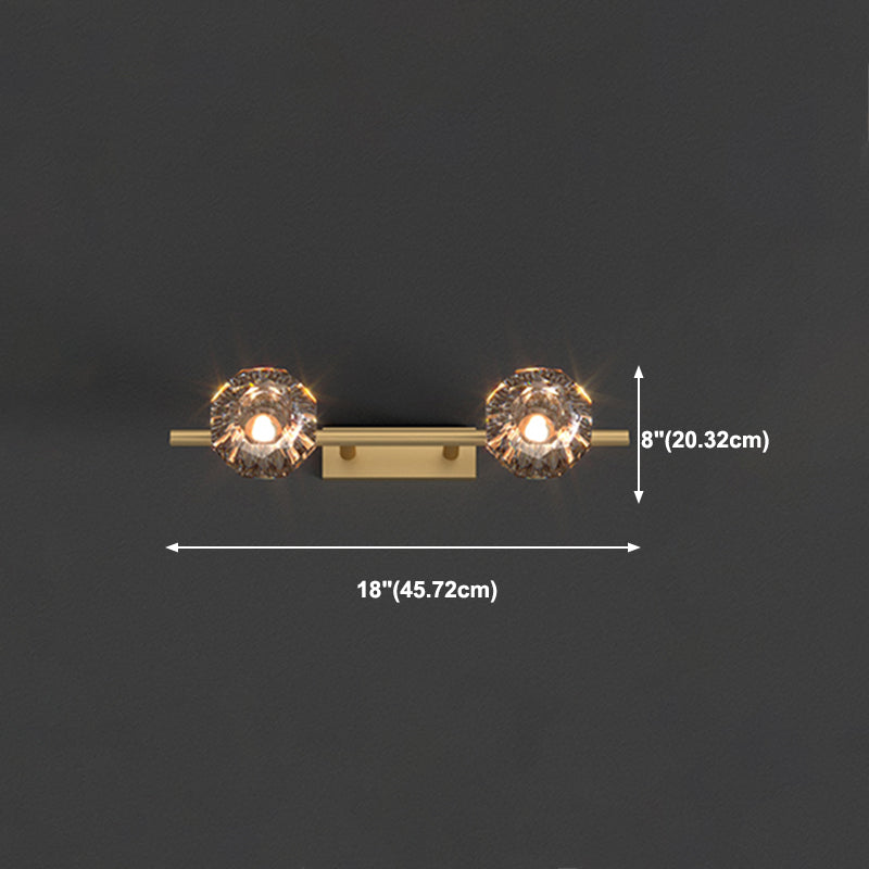 Crystal Geometric Wall Sconce Modern Multi Lights Mirror Wall Mount Light Fixture in Gold