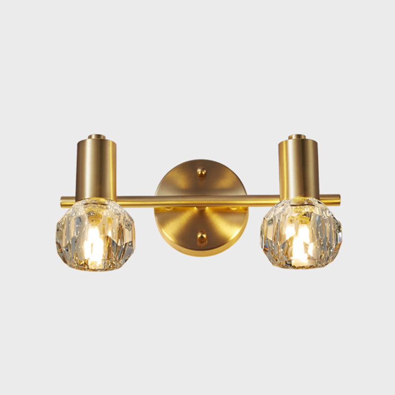 Crystal Round Wall Sconce Modern Multi Lights Mirror Wall Mount Light Fixture in Gold