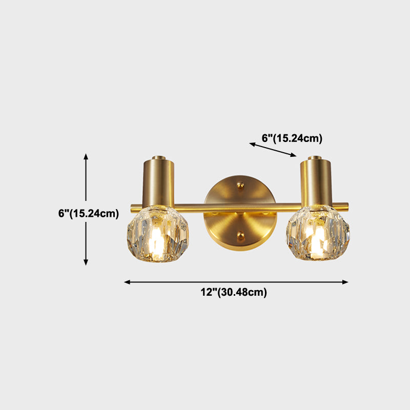 Crystal Round Wall Sconce Modern Multi Lights Mirror Wall Mount Light Fixture in Gold