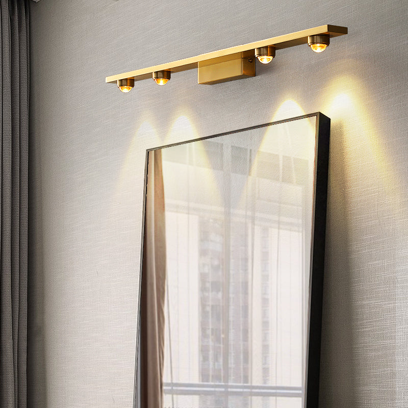 Linear Metal Wall Sconce Modern Style Multi Lights Mirror Wall Mount Lighting in Brass