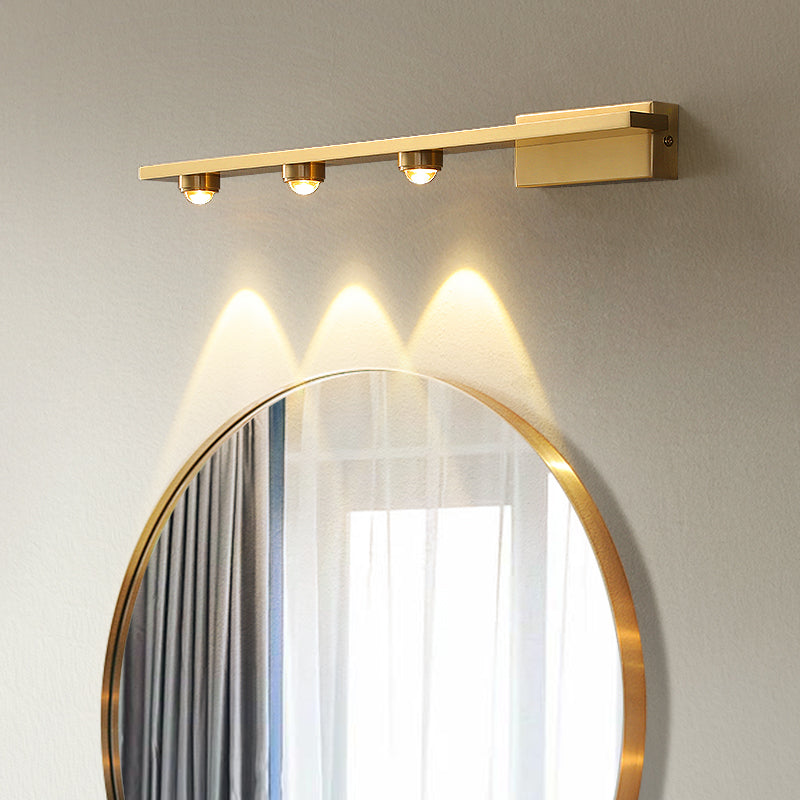 Linear Metal Wall Sconce Modern Style Multi Lights Mirror Wall Mount Lighting in Brass