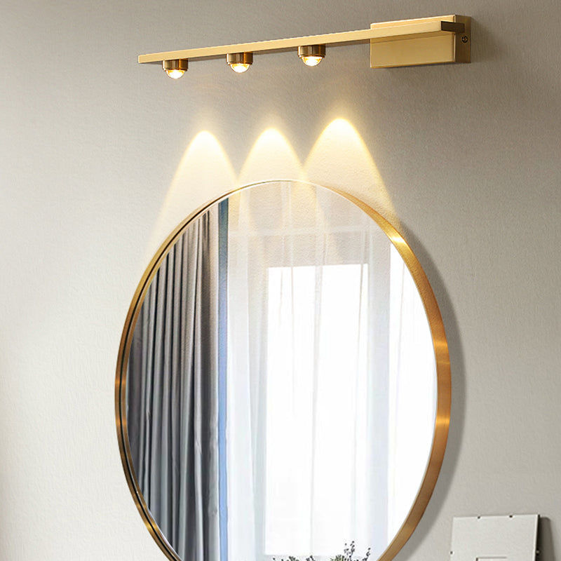 Linear Metal Wall Sconce Modern Style Multi Lights Mirror Wall Mount Lighting in Brass