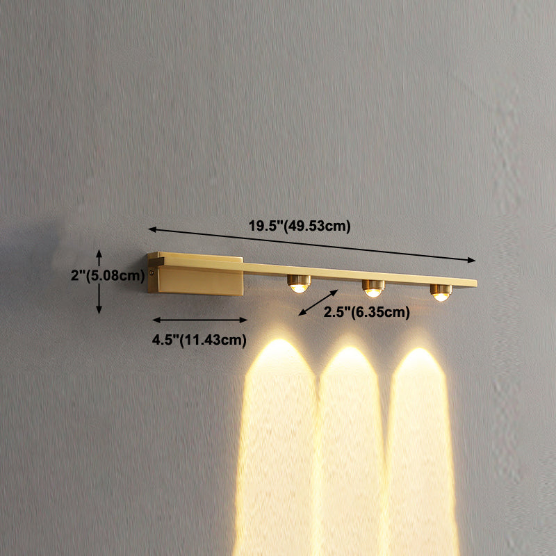 Linear Metal Wall Sconce Modern Style Multi Lights Mirror Wall Mount Lighting in Brass