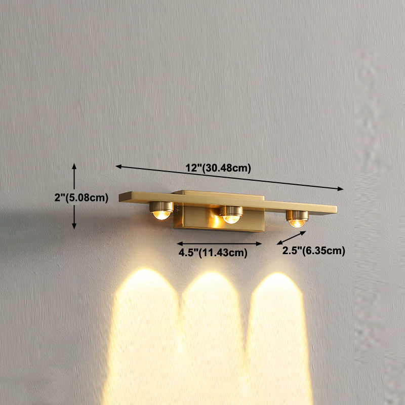 Linear Metal Wall Sconce Modern Style Multi Lights Mirror Wall Mount Lighting in Brass