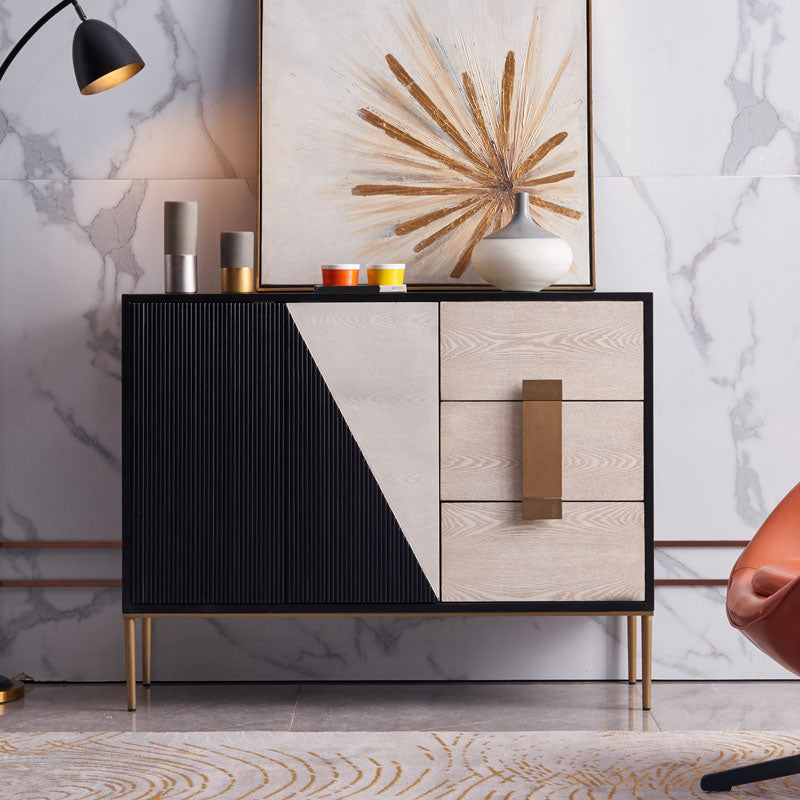 Glam Style Sideboard Wooden Sideboard with Metal Legs for Living Room