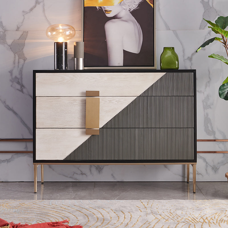 Glam Style Sideboard Wooden Sideboard with Metal Legs for Living Room