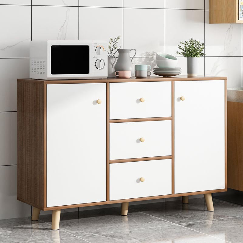 Contemporary Style Sideboard Engineered Dining Sideboard with Solid Wood Base