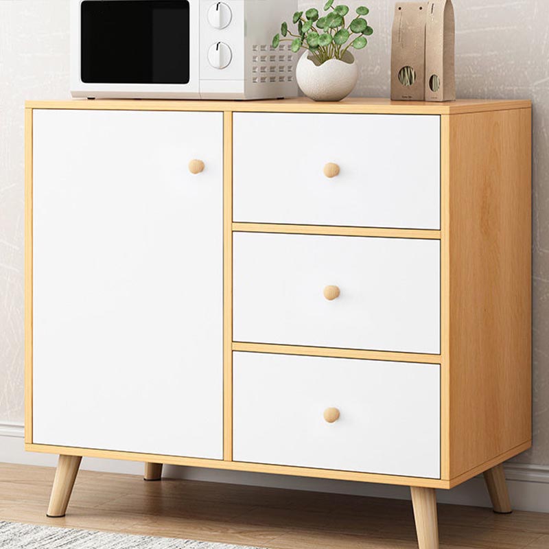 Contemporary Style Sideboard Engineered Dining Sideboard with Solid Wood Base