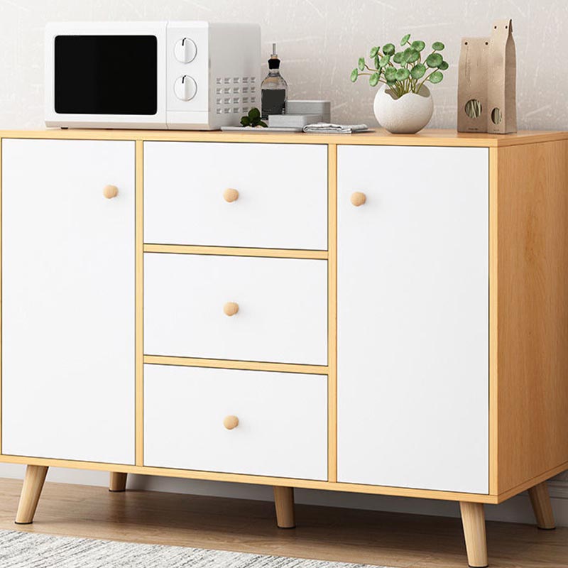 Contemporary Style Sideboard Engineered Dining Sideboard with Solid Wood Base