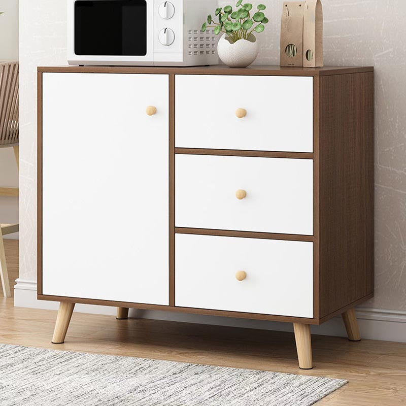 Contemporary Style Sideboard Engineered Dining Sideboard with Solid Wood Base