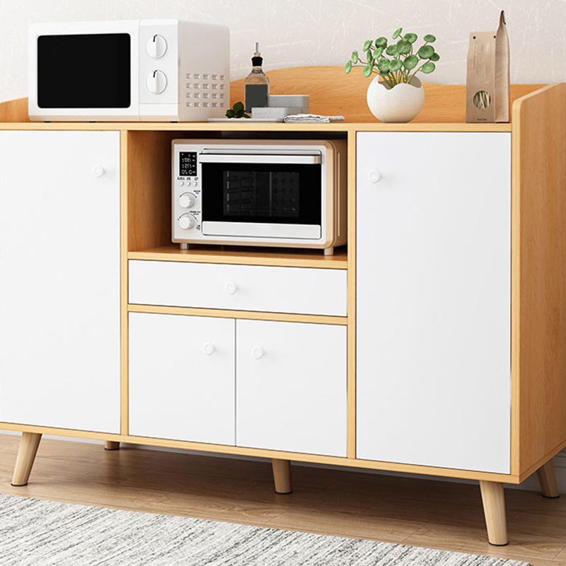 Contemporary Style Sideboard Engineered Dining Sideboard with Solid Wood Base