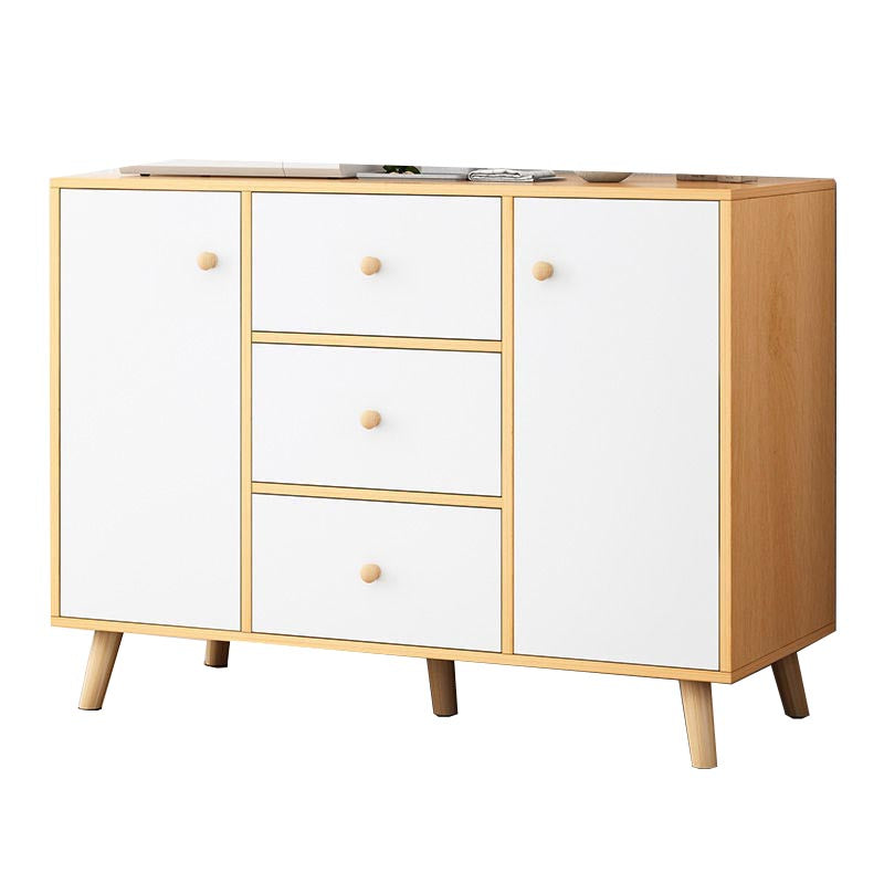 Contemporary Style Sideboard Engineered Dining Sideboard with Solid Wood Base