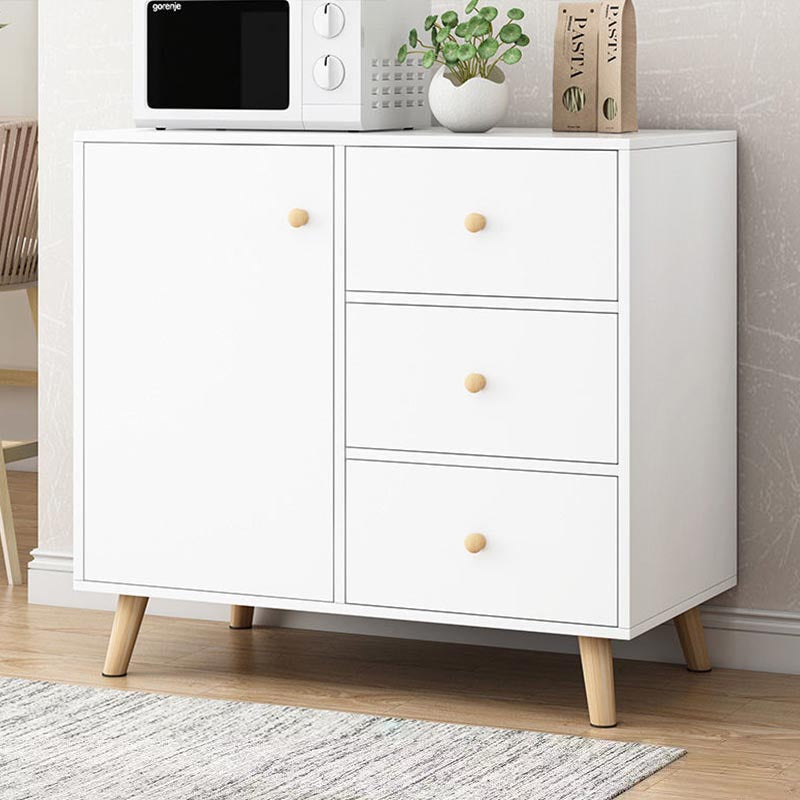 Contemporary Style Sideboard Engineered Dining Sideboard with Solid Wood Base