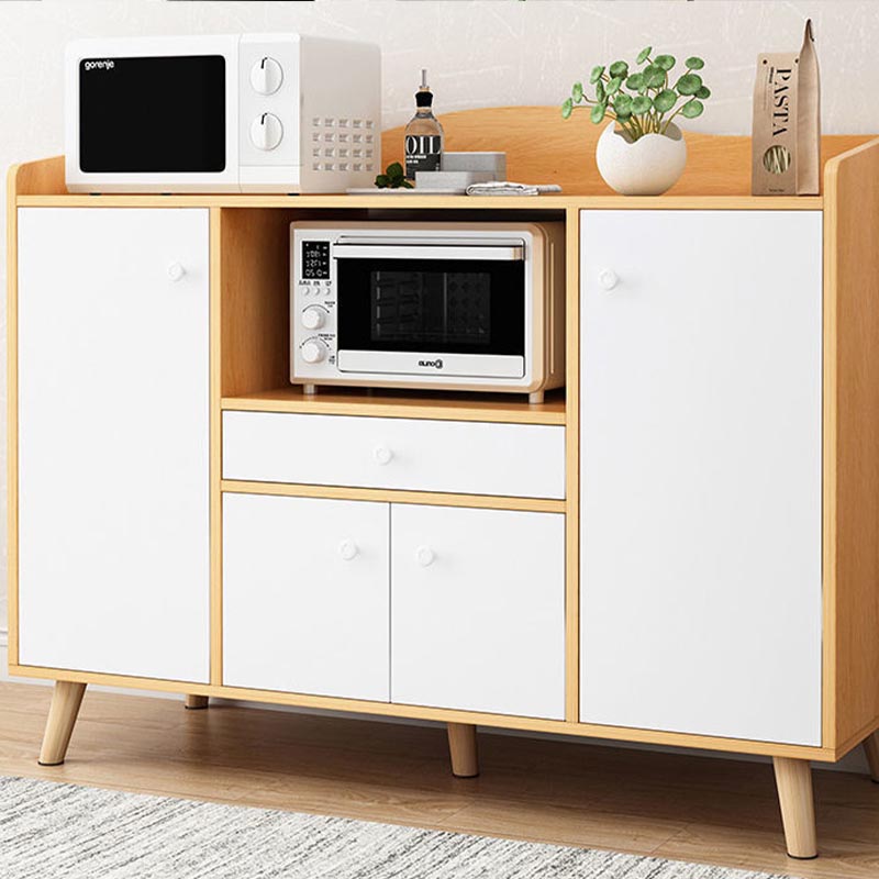 Contemporary Style Sideboard Engineered Dining Sideboard with Solid Wood Base