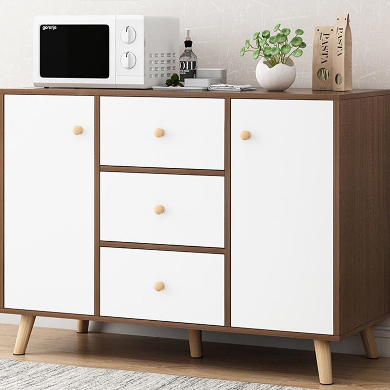 Contemporary Style Sideboard Engineered Dining Sideboard with Solid Wood Base