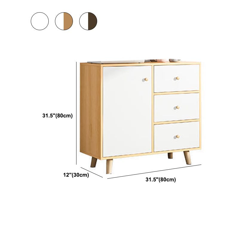 Contemporary Style Sideboard Engineered Dining Sideboard with Solid Wood Base