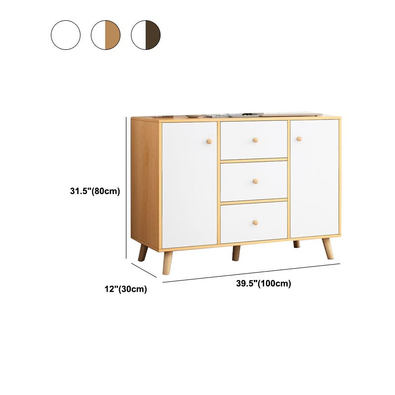 Contemporary Style Sideboard Engineered Dining Sideboard with Solid Wood Base