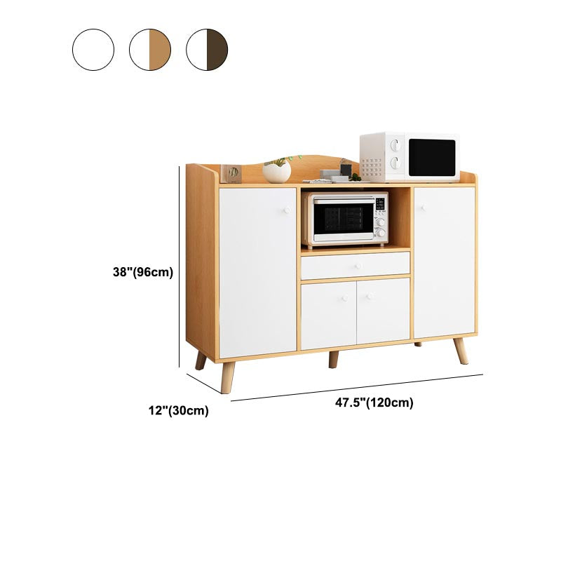 Contemporary Style Sideboard Engineered Dining Sideboard with Solid Wood Base