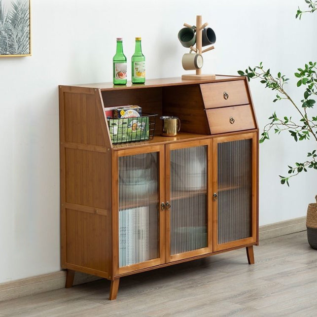 Modern Style Kitched Sideboard Glass Door Wooden Cabinet Storage Sideboard