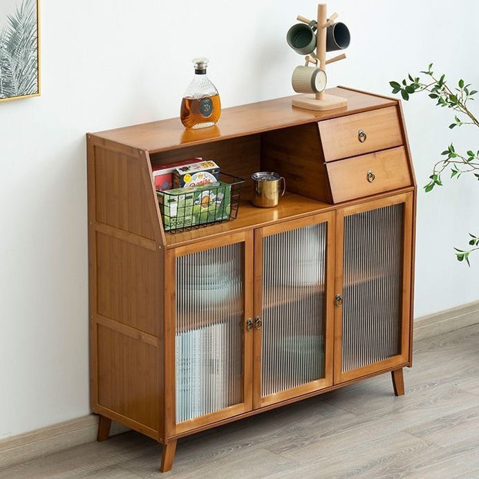 Modern Style Kitched Sideboard Glass Door Wooden Cabinet Storage Sideboard