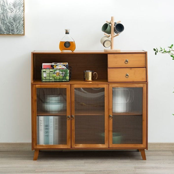 Modern Style Kitched Sideboard Glass Door Wooden Cabinet Storage Sideboard