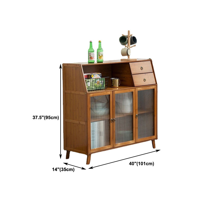 Modern Style Kitched Sideboard Glass Door Wooden Cabinet Storage Sideboard