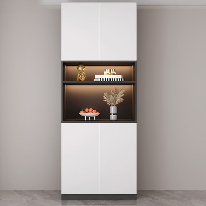 Contemporary Sideboard Cabinet Engineered Wood Glass Doors Cabinets without LED Lights