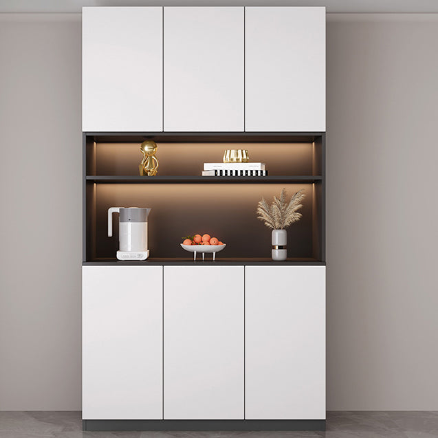 Contemporary Sideboard Cabinet Engineered Wood Glass Doors Cabinets without LED Lights