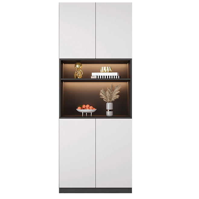 Contemporary Sideboard Cabinet Engineered Wood Glass Doors Cabinets without LED Lights