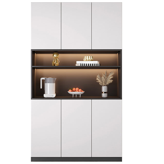 Contemporary Sideboard Cabinet Engineered Wood Glass Doors Cabinets without LED Lights