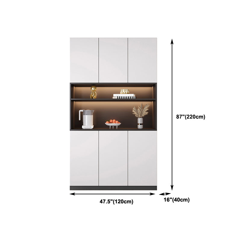 Contemporary Sideboard Cabinet Engineered Wood Glass Doors Cabinets without LED Lights