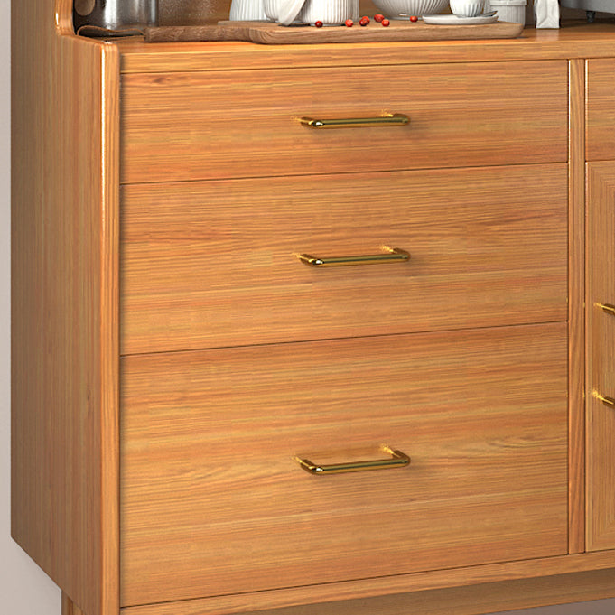 Modern Sideboard Solid Wood Glass Doors Cabinets with Sliding Door