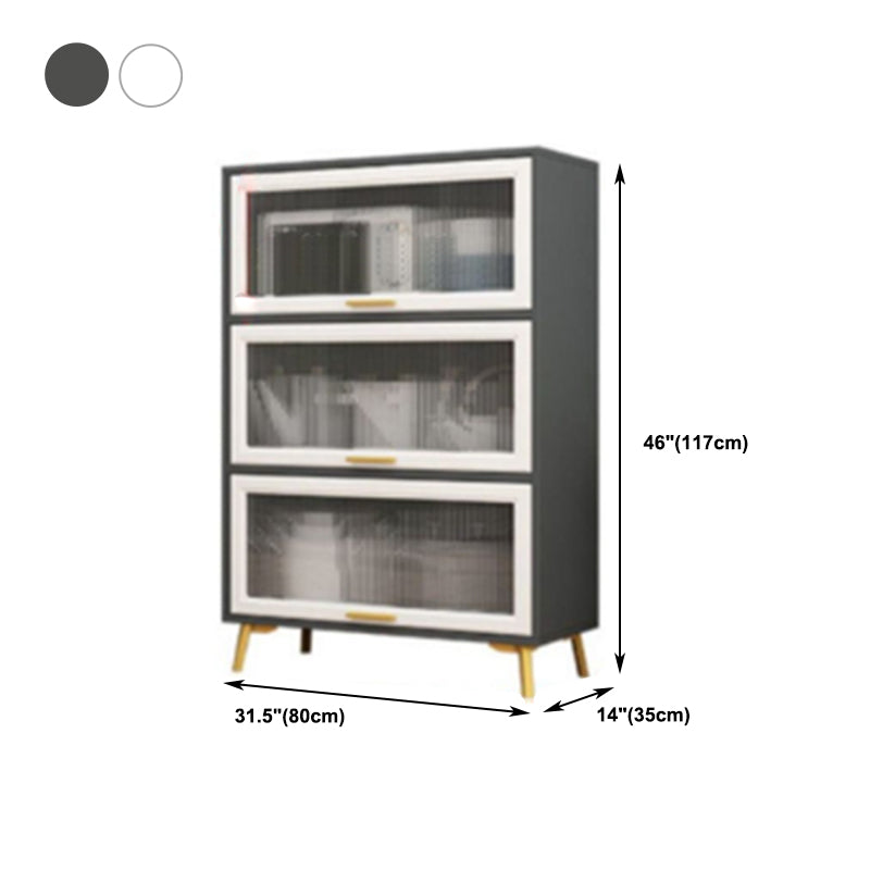 Modern Sideboard Engineered Wood Glass Doors Dining Room Cabinets