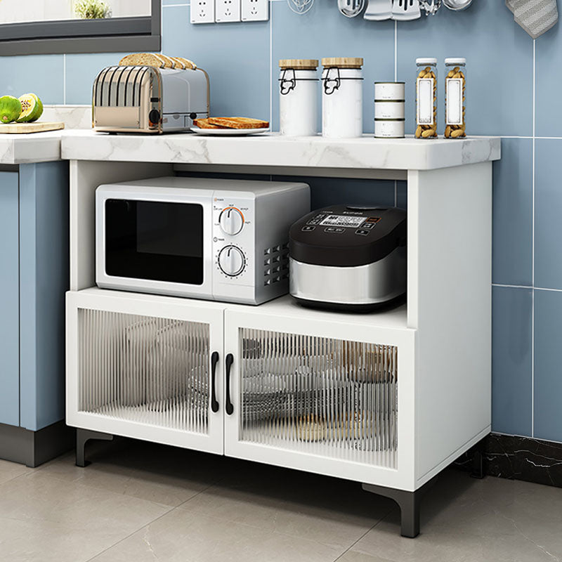 Modern Style Sideboard White and Grey Wooden Dining Server with 2 Doors