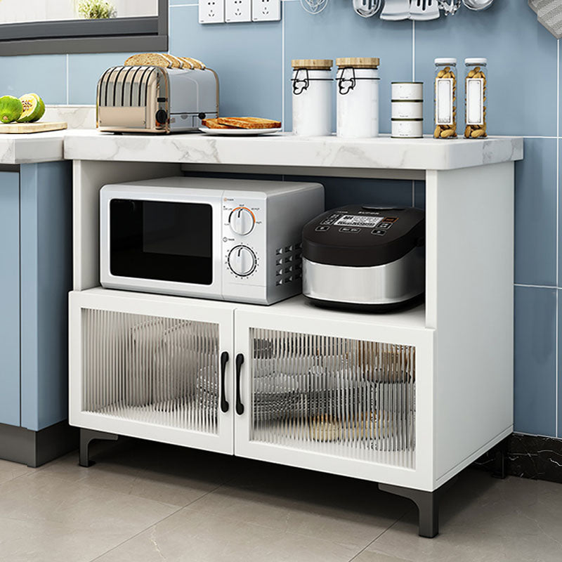 Modern Style Sideboard White and Grey Wooden Dining Server with 2 Doors