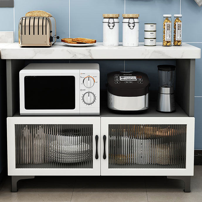 Modern Style Sideboard White and Grey Wooden Dining Server with 2 Doors