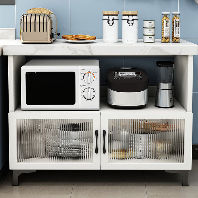 Modern Style Sideboard White and Grey Wooden Dining Server with 2 Doors