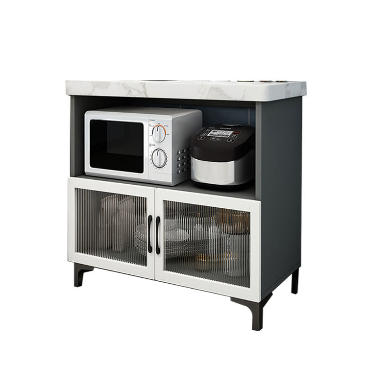 Modern Style Sideboard White and Grey Wooden Dining Server with 2 Doors