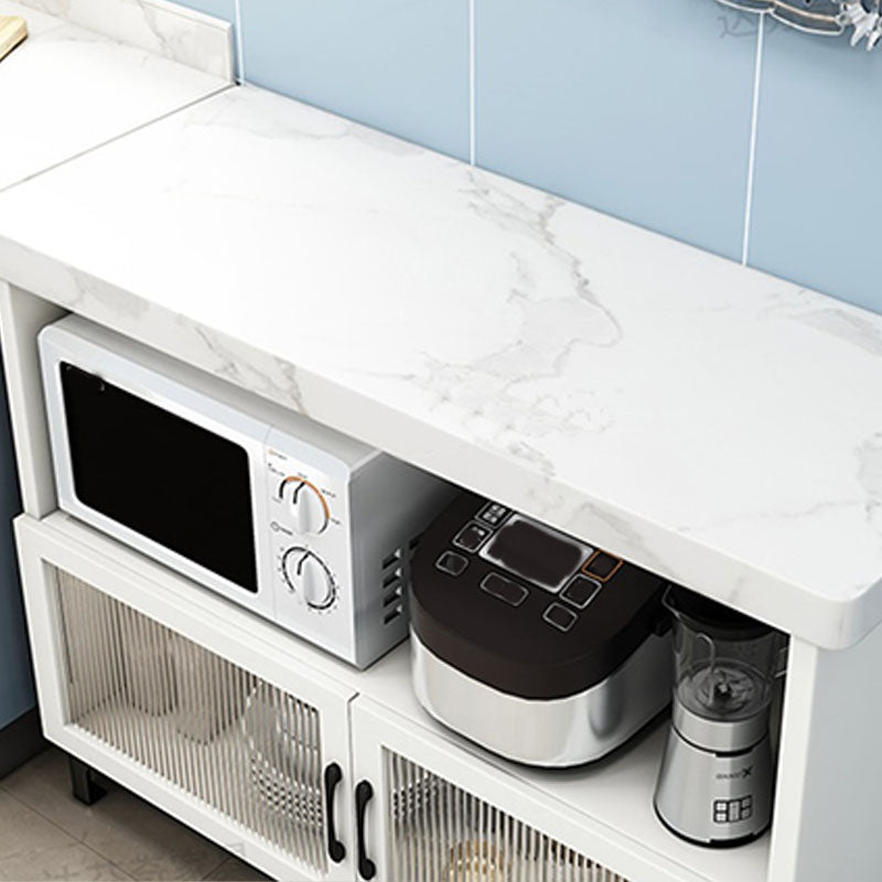 Modern Style Sideboard White and Grey Wooden Dining Server with 2 Doors