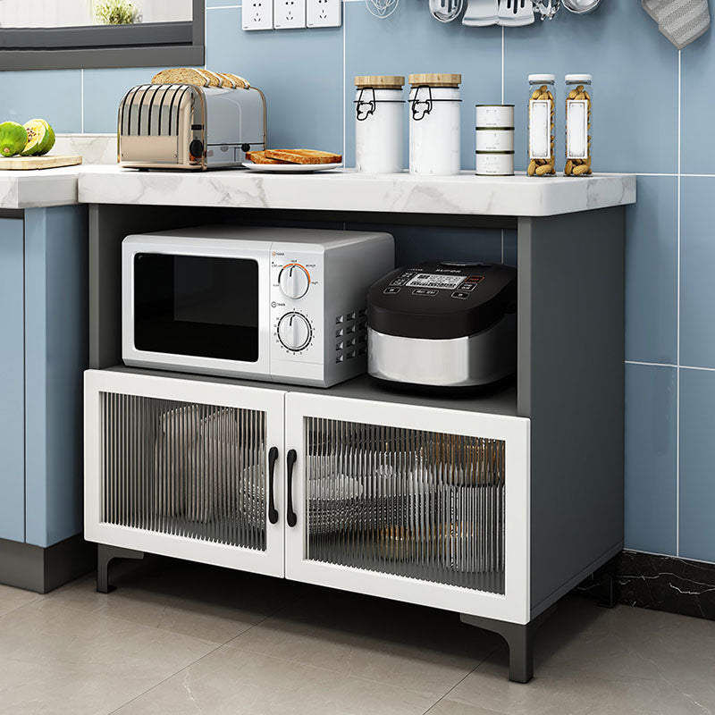 Modern Style Sideboard White and Grey Wooden Dining Server with 2 Doors