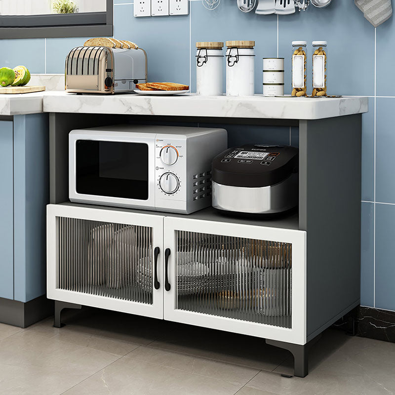 Modern Style Sideboard White and Grey Wooden Dining Server with 2 Doors